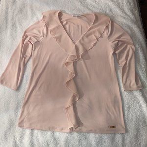 Calvin Klein Blush 3/4 Sleeve Top with Frills
